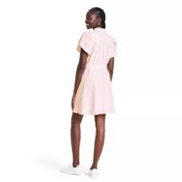 Alexis for Target Pink Striped Tulip Sleeve Button Front Linen Dress Size Med - Picture 15 of 15